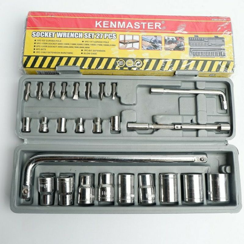 TERJANGKAU Kunci Sock Set 27pcs KENMASTER Kunci Socket Bengkel Motor Mobil Lengkap Multiungsi