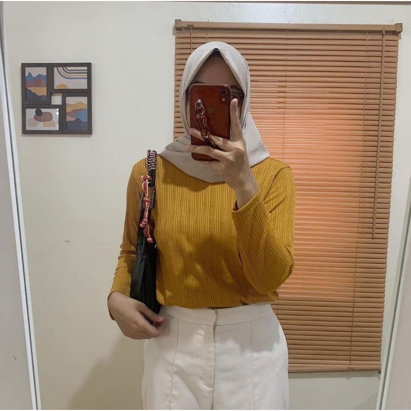 KAOS WANITA RIB / H&M PREMIUM || LENGAN PANJANG