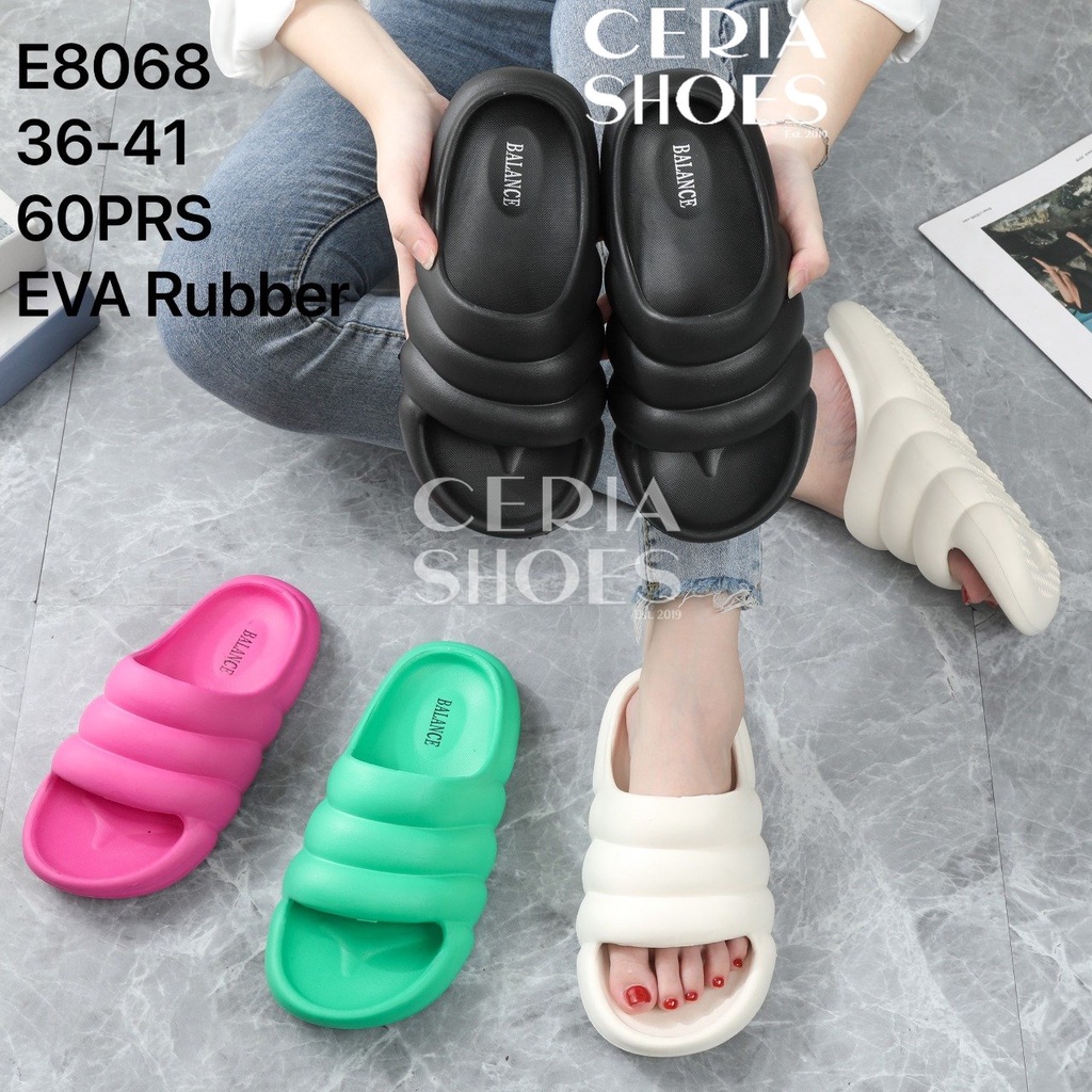 EVA Sandal Slop Wanita Bahan Spons Ringan Empuk Elastis Motif Wavy Rubber Non-Slip Super Soft BALANCE