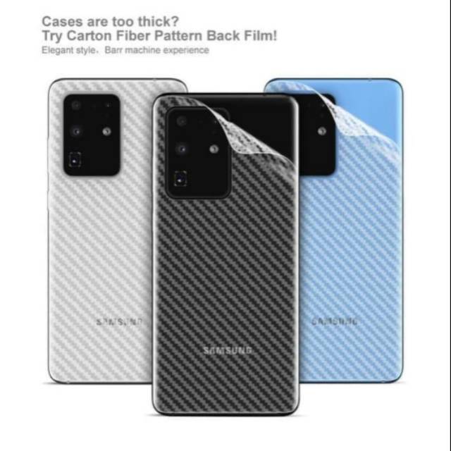 carbon fiber screen guard antigores BELAKANG Samsung S20 PLUS FE S21 S22 S23 NOTE 20 ULTRA A32 A52 A72 A53 A73 A34 A54 A33