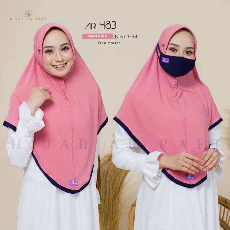 hijab best seller jilbab kerudung bergo instan dewasa ORI ArRafi AR 483 gratis masker Rabbani elzata