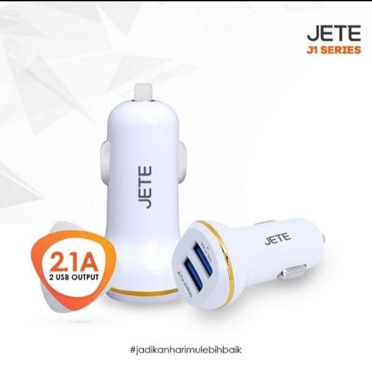 CAS HP MOBIL CAR CHARGER JETE J1 2.1A DUAL OUTPUT FAST CHARGING ORI