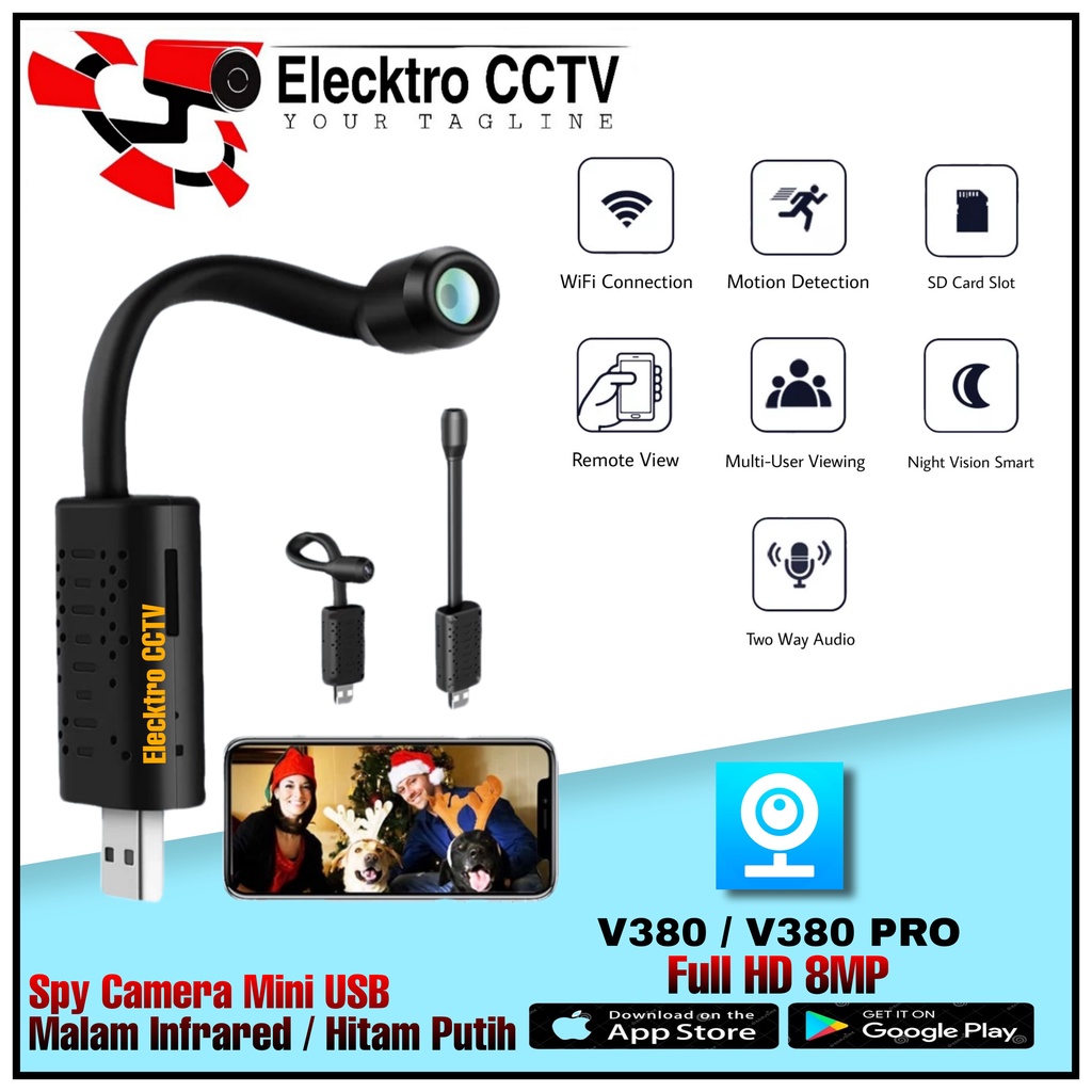 IP Camera Spy Cam CCTV Mini Wifi USB Kamera Dengan Motion Detection Kwalitas Full HD 8MP