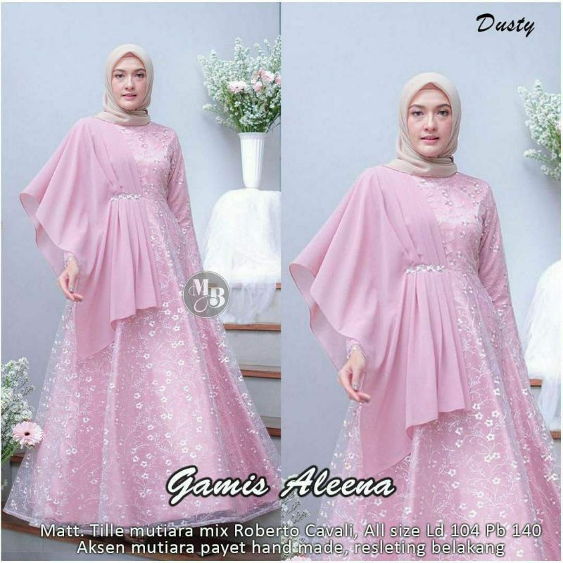 Gamis Alena Pesta Kondangan - Gamis Tunangan - Dress Original (REALPICT ASLI) - Jumbo/Standar
