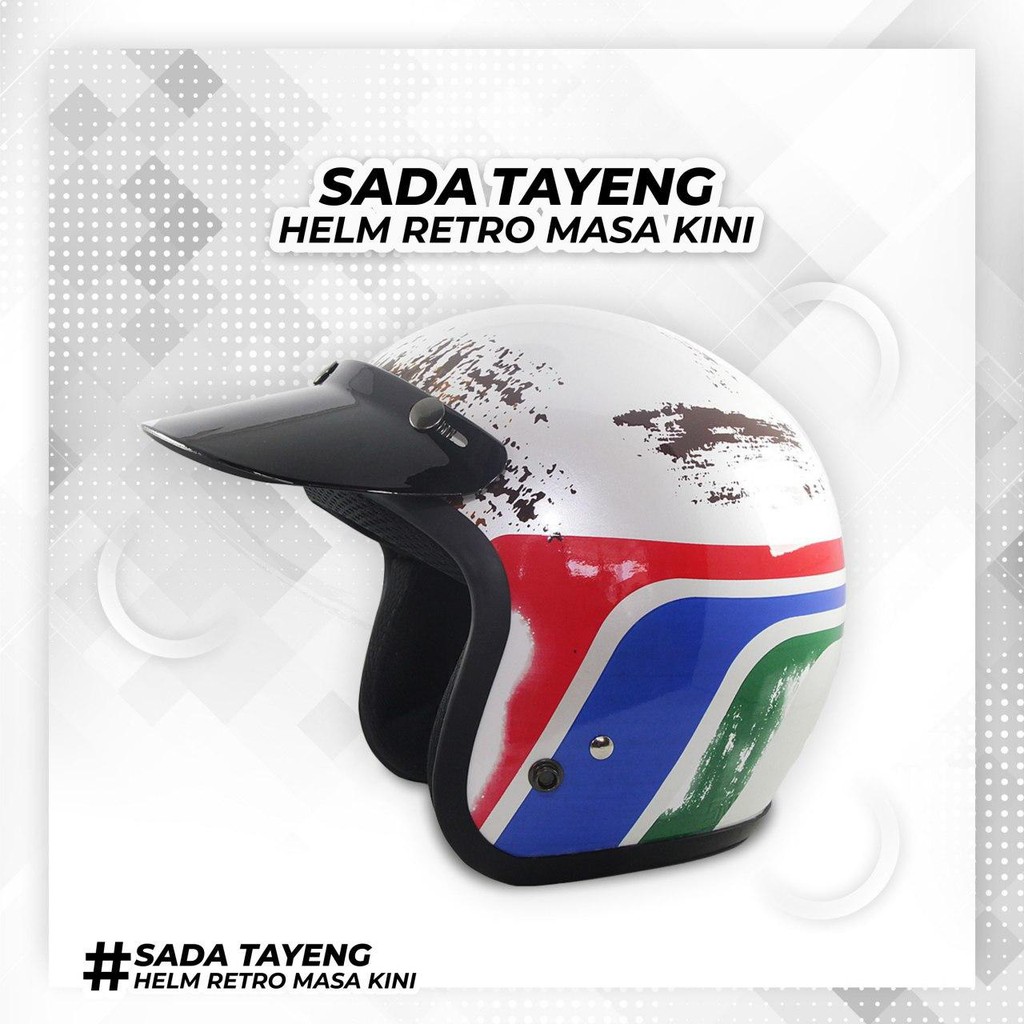 RIMC Tayeng White Helm retro SNI half face sada tayeng white GRATIS PET DUCKY