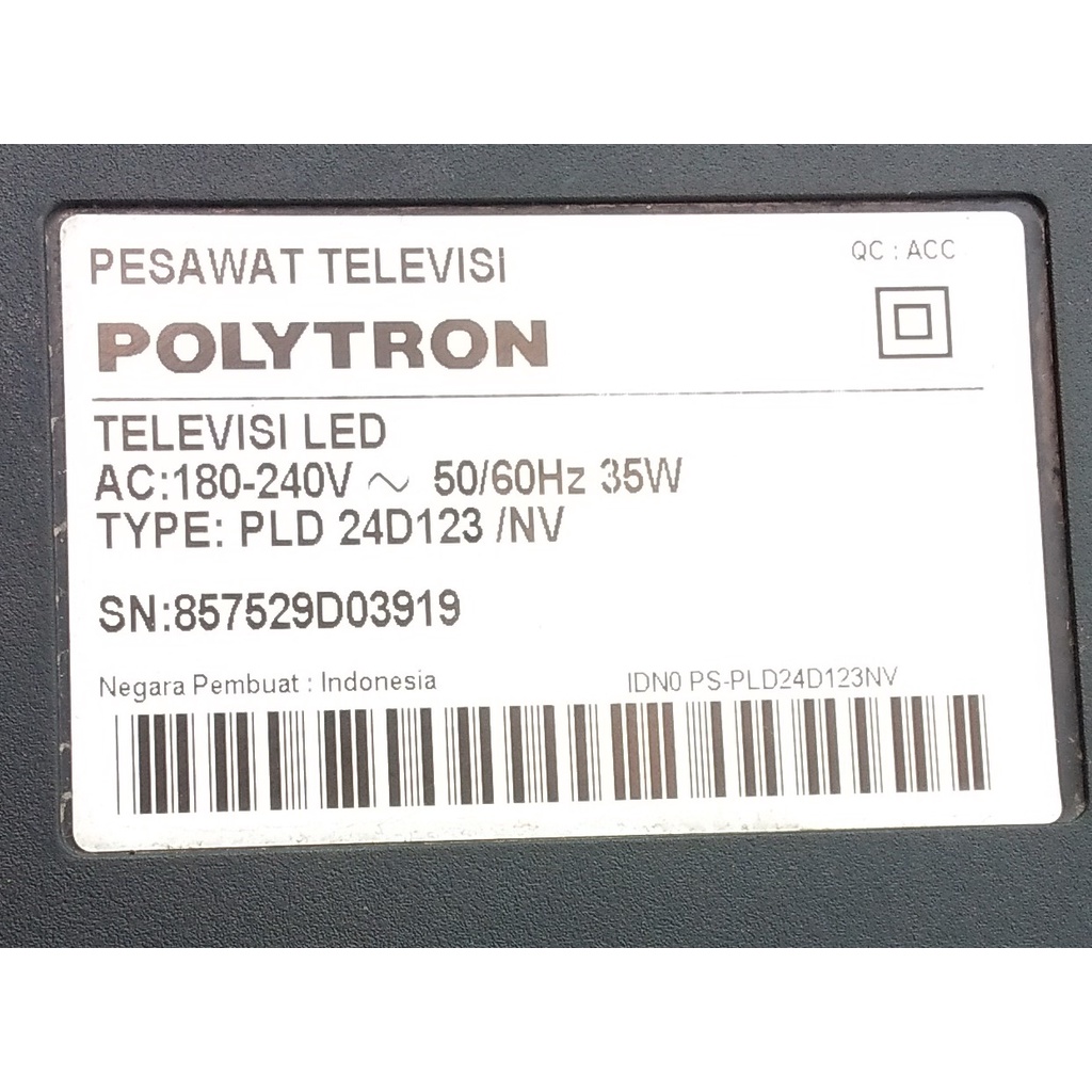 Panel Switch Panel Board Papan Tombol TV LED Polytron PLD 24D123 /NV