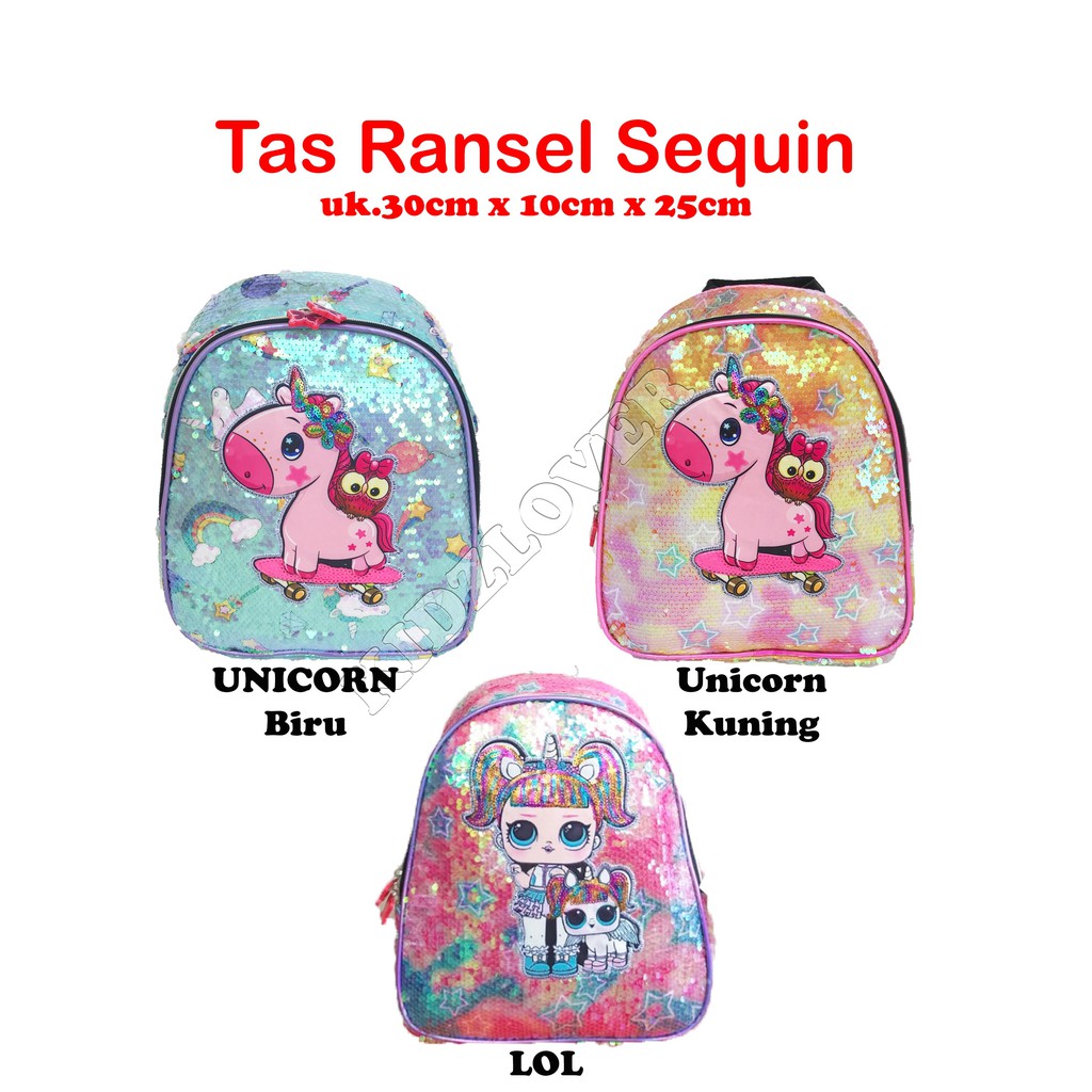 Tas Sequin Ransel Anak TK / Tas Blinkblink