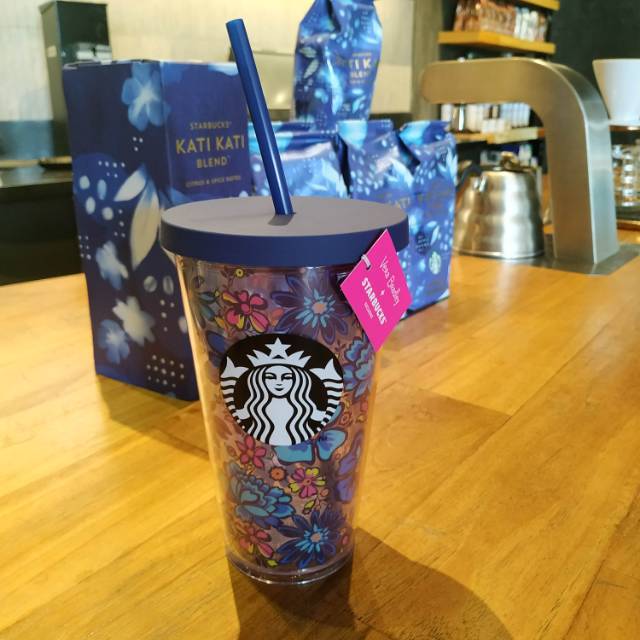 Starbucks Cold Cup Dark Blue Floral Vera Bradley Grande 