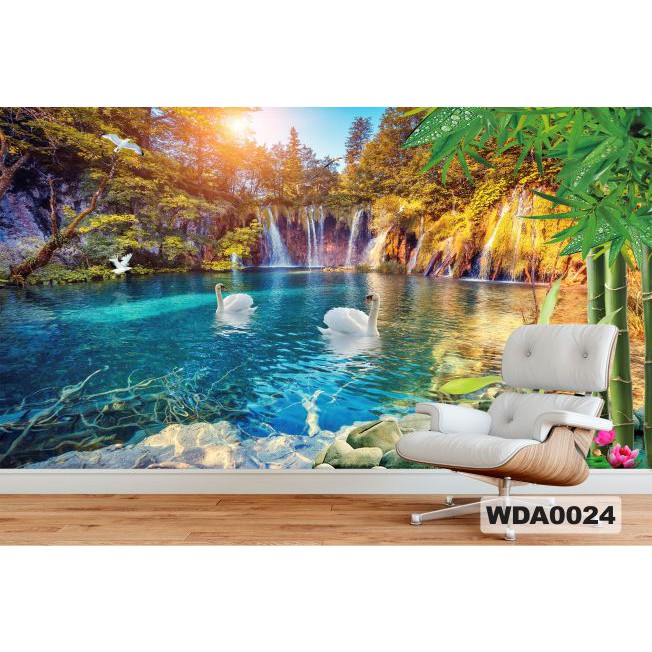 wallpaper dinding 3d air terjun, wallpaper custom 3d air terjun, wallpaper 3d murah, wallpaper 3d