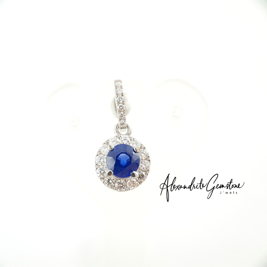 AG Jewellery S0920002 Liontin Emas Berlian Natural Blue Sapphire