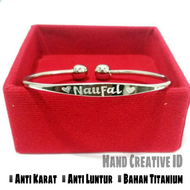 Gelang Monel Anak Bayi Ukir Nama Anti Step Tribusono Anti Karat