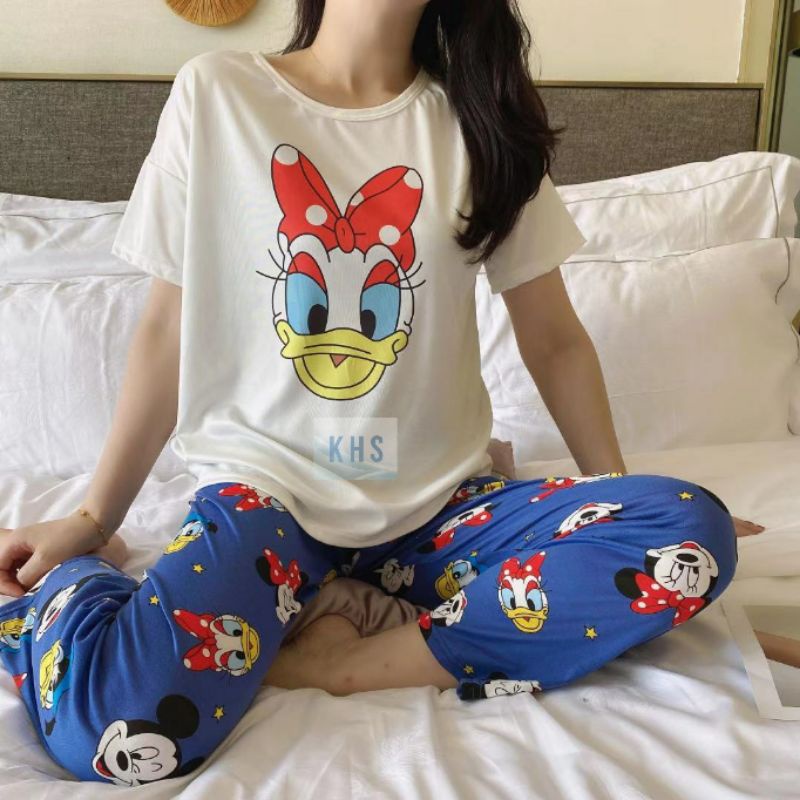 Baju Tidur Spandek Cp Celana Panjang Tie dye Daily set Pajamas Motif Impor Korea Piyama Setelan KHS-7