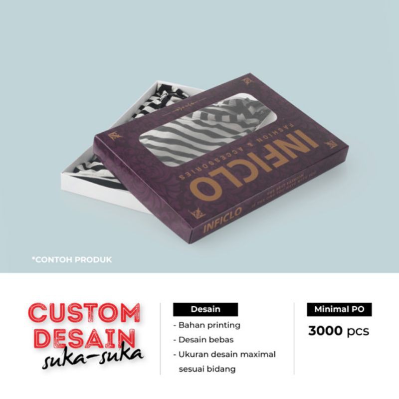 

CST573 Dus Busana / Custom Desain / Ukuran 29.5 x 21 x 3 /Duplex/ Pre Order