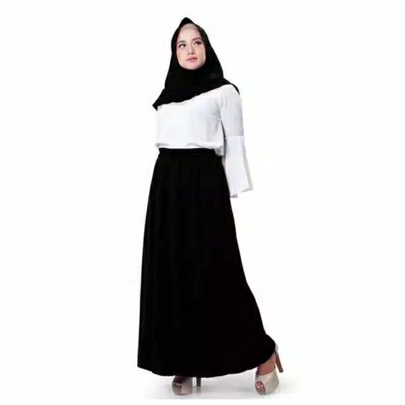 Rok Panjang spandek jersey all size rok payung jersey rok hitam rok jersey murah Flare skirt fashion rok