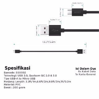 Aukey Cable CB-D17 Micro USB 2.0 (6Pcs) - 500092