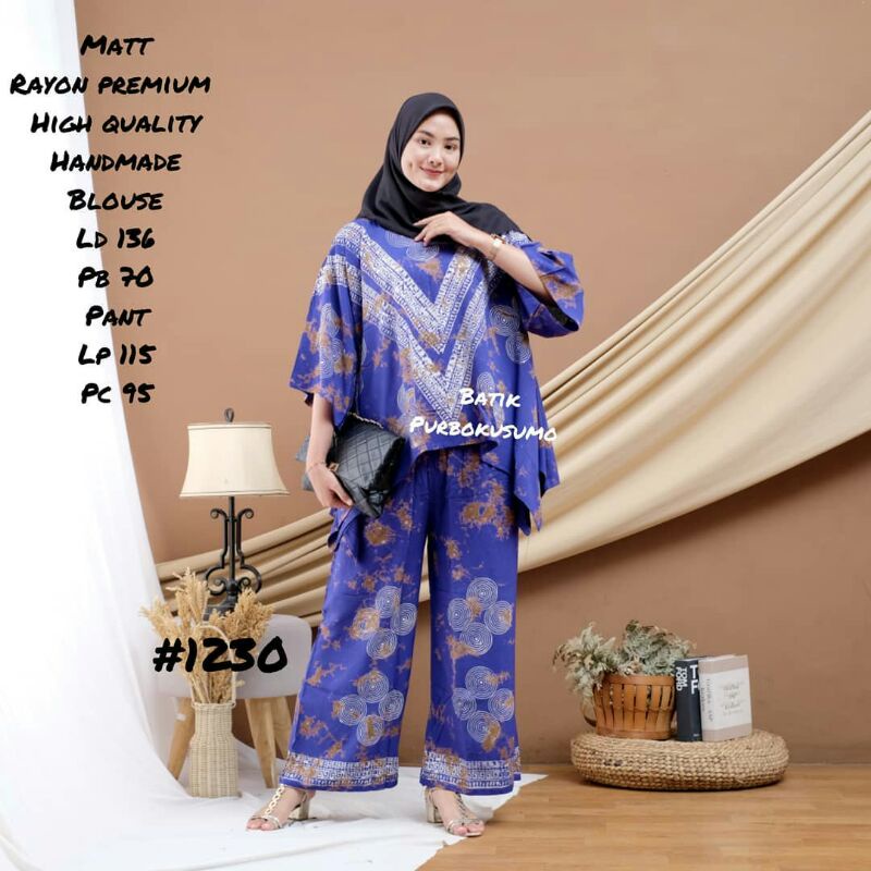Setelan Andin batik Purbokusumo LD 136-140 jumbo bahan katun berkualitas