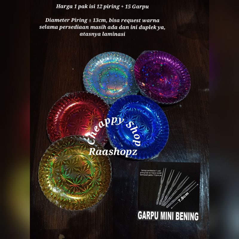 Garpu + 1 Pak Piring Kue Piring Snack Piring Kertas Kue Snack Piring Pesta Piring Gold disposable