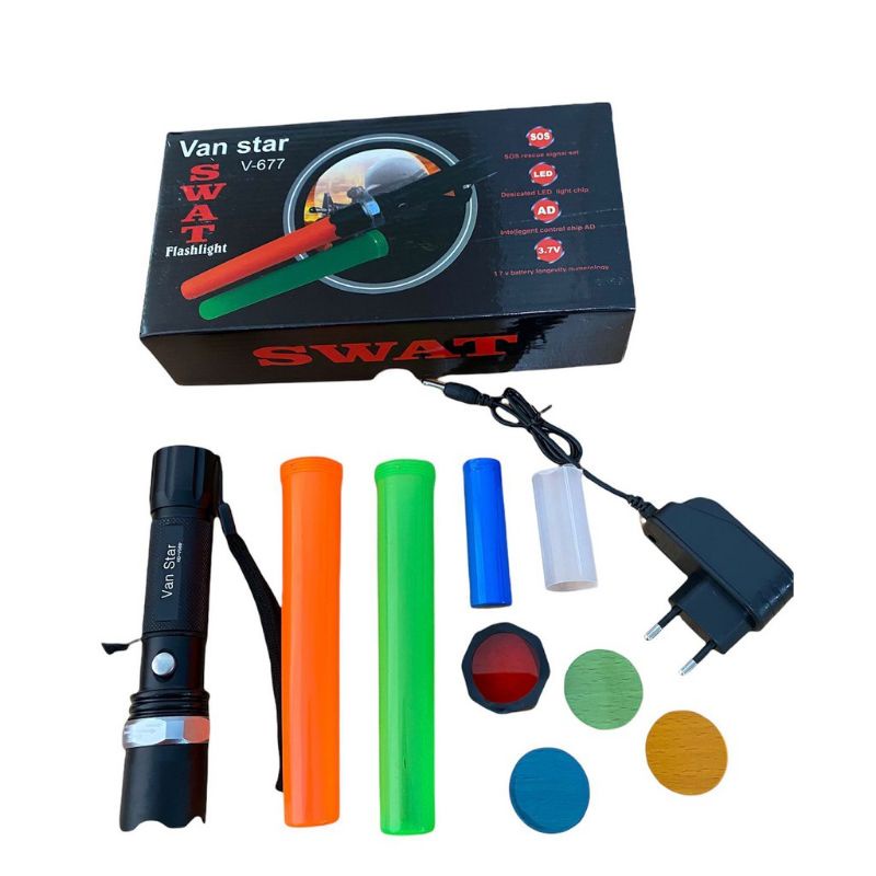 Senter SWAT POLICE Dengan 2 Cone Lalin // Double Cone Lalu Lintas