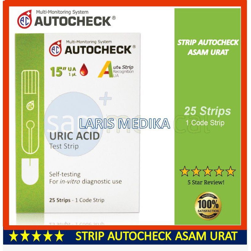 STRIP AUTO CHECK URIC ACID / STRIP AUTO CHECK ASAM URAT ISI 25 PCS HARGA MUMER 100% ORIGINAL Autocheck Strip Asam Urat STRIP AUTOCHECK Uric Acid/Asam Urat - ISI 25 STRIP