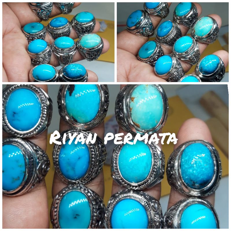 Natural cincin batu pirus persia biru