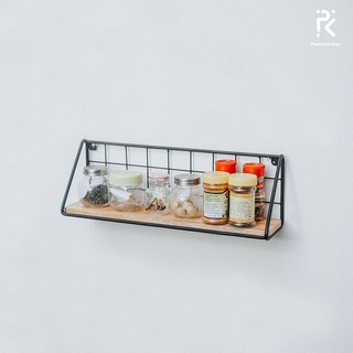 Rak Dinding Besi Hitam dengan Kayu Rak Serbaguna Rak Dinding Besi Hitam dengan Kayu Rak Serbaguna