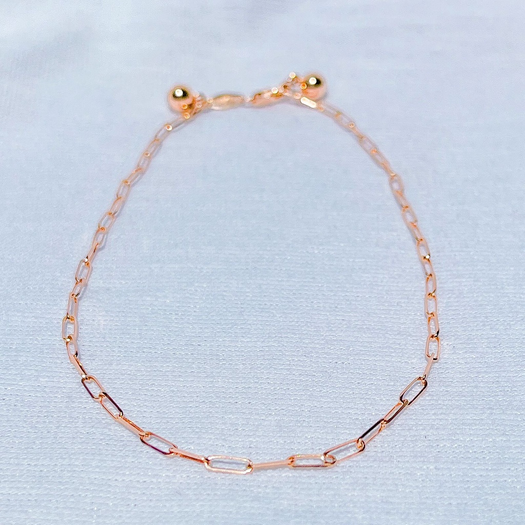 Gelang kaki anak dan dewasa emas asli kadar 750 75 17k rosegold paperclip korean ringan 2 dua gram gr g kilat charm lonceng tali rantai nori kilat