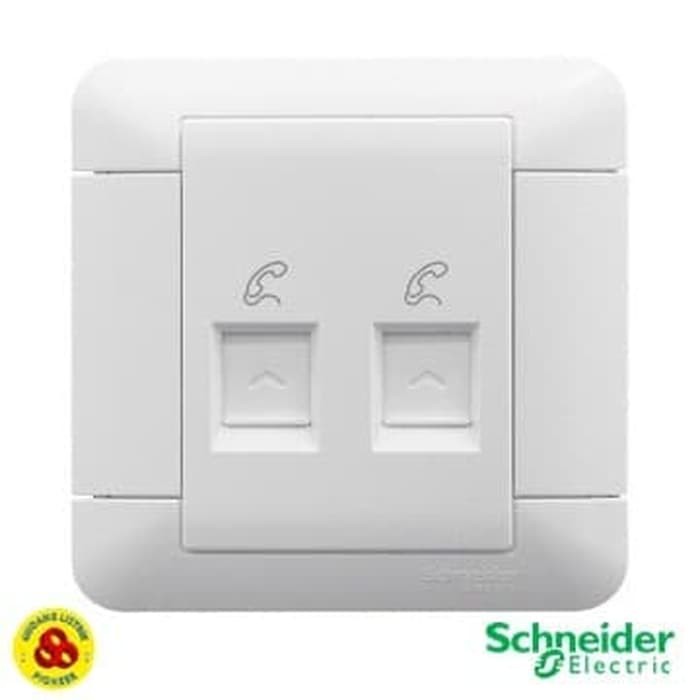 Schneider Stop Kontak Telp 2G Arcato E8132RJS4_WE Socket Outlet RJ11 White