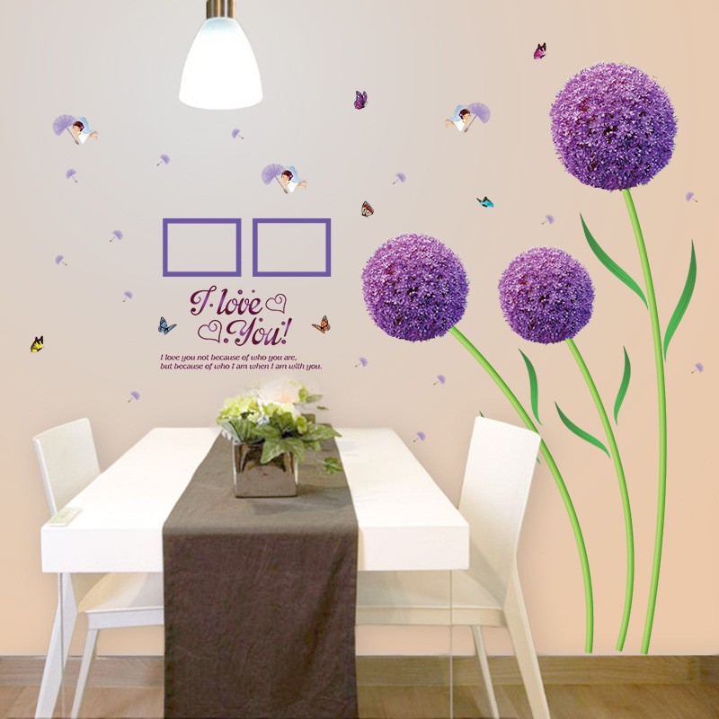 RELIZA WALL STICKER BUNGA DANDELION UNGU PURPLE FLOWER STIKER DINDING SK9124