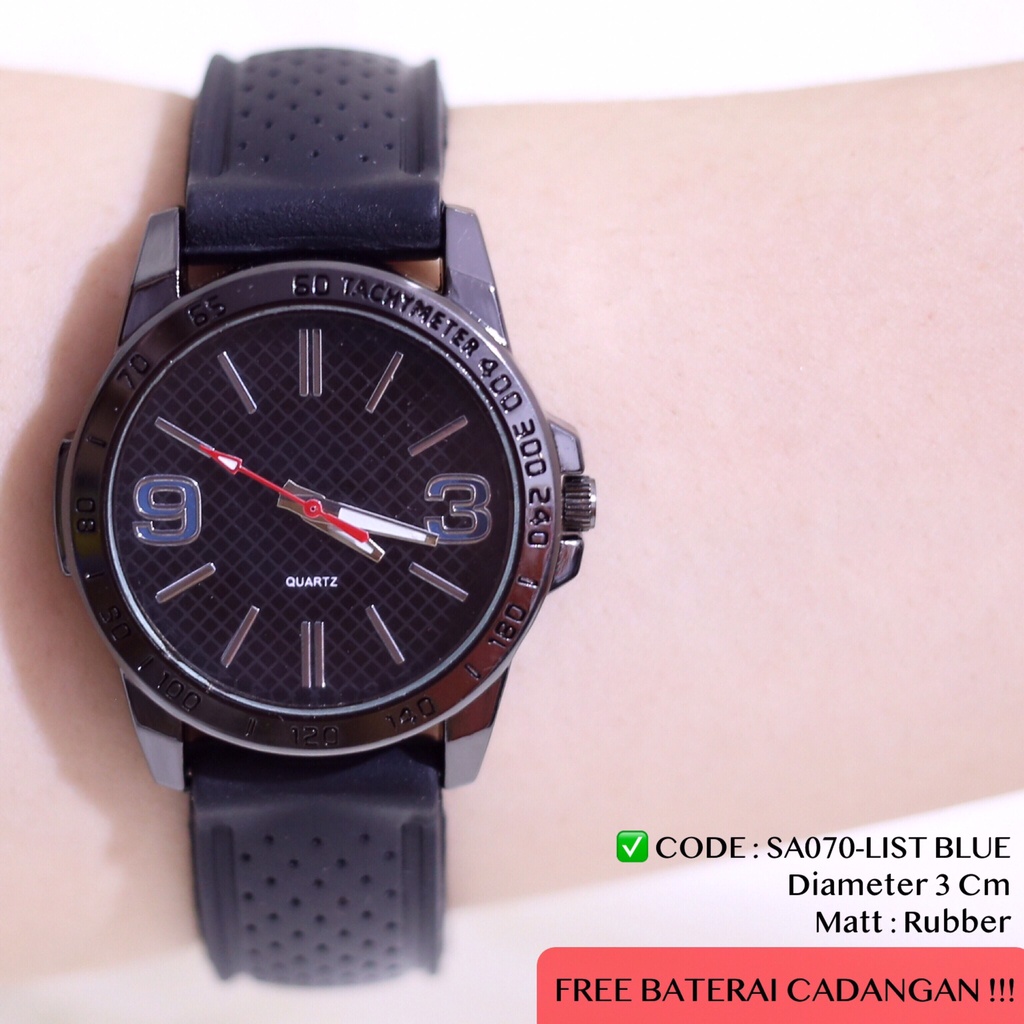 Jam tangan wanita tali karet sporty rubber FREE BATERAI SA070