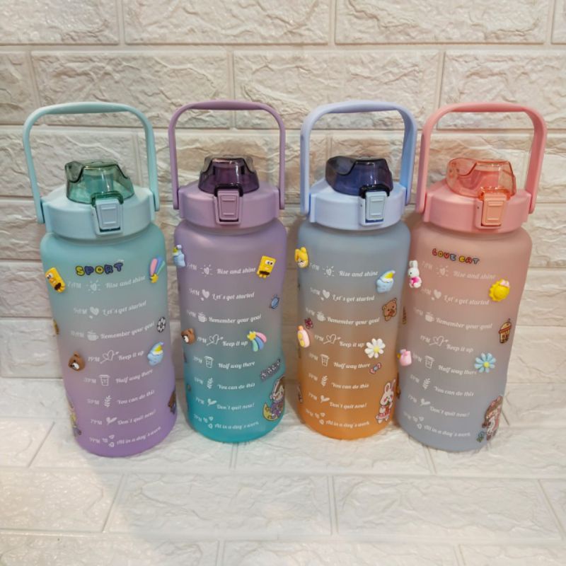 BOTOL MINUM GRADIASI FREE STIKER 2D & 3D UK.2 LITER/BOTOL MINUM VIRAL NAGITA