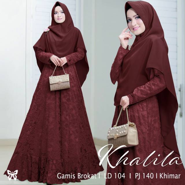 Gamis hijab syari fashion muslimah - Khalila 2in1 XL