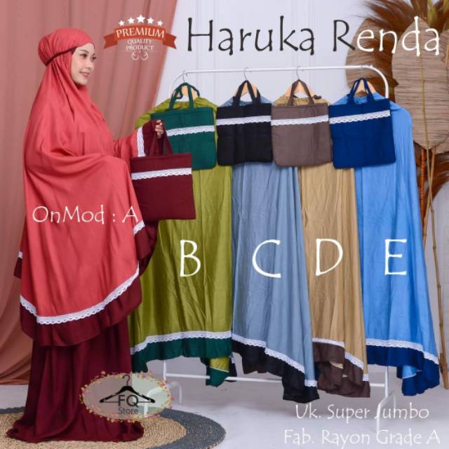 MUKENA - MUKENA HARUKA RENDA - BAHAN RAYON GRADE - SUPER JUMBO - MUKENA DEWASA