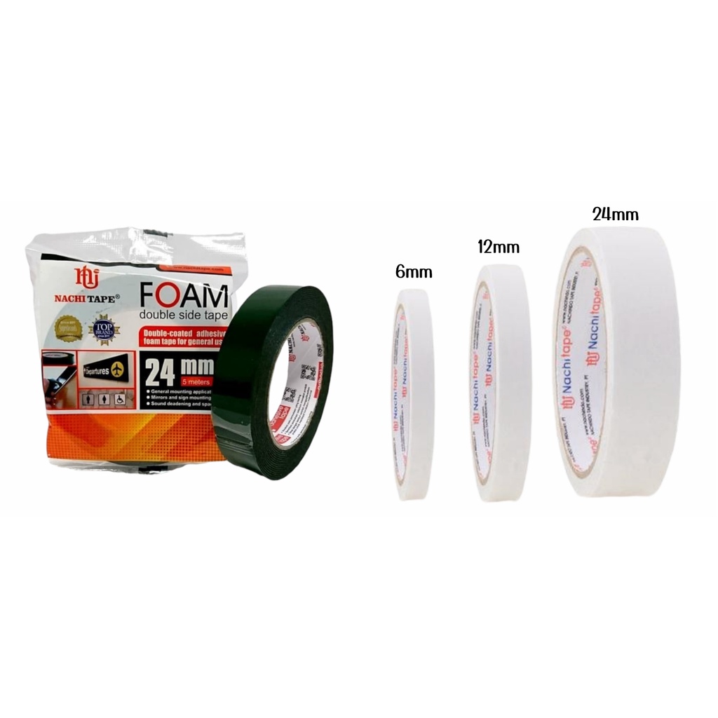 

Double Tape / Isolasi Bolak - Balik Nachi Ukuran 6mm, 12mm, 24mm, Double Tape Foam