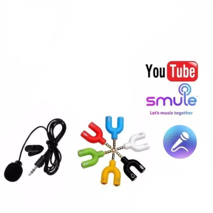 Youtuber Vloger Smule Alat Rekam Clip On Mic - Splitter U - Microphone