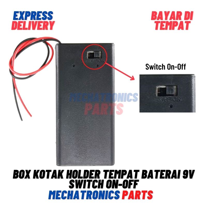 [5693] Box Batere Kotak 9V Holder Battery Tempat Baterai 9V Switch On-Off