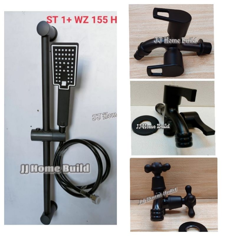 Jual Shower Set Tiang Bulat Hitam Tiang Shower Mandi Kran Cabang