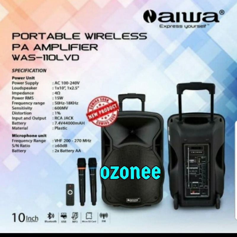 SPEAKER PORTABLE AIWA WAS 110 LVD 10 INCH ORIGINAL