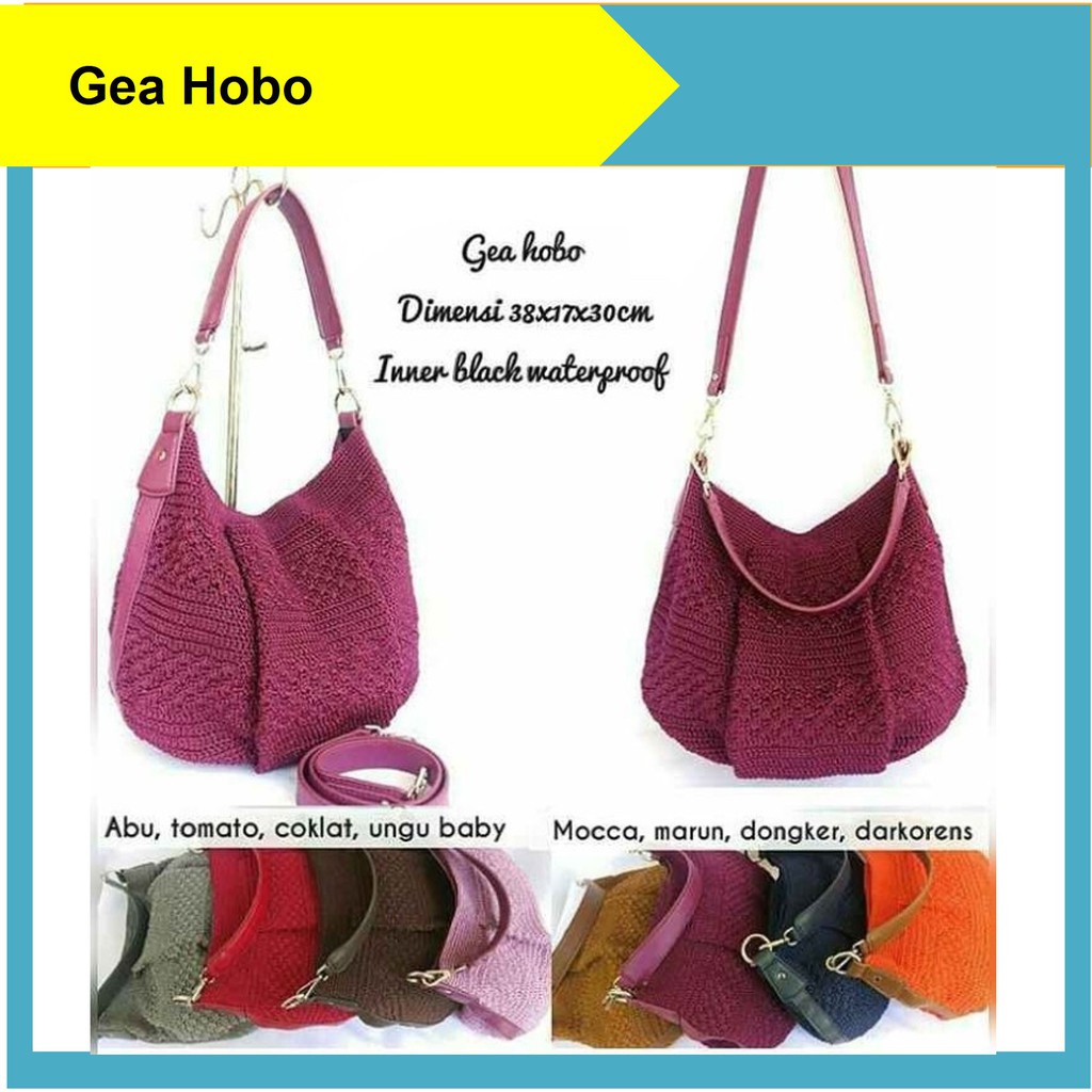 Tas Rajut Wanita Hobo Balon Besar Full Nilon Selempang Shoulderbag Murah