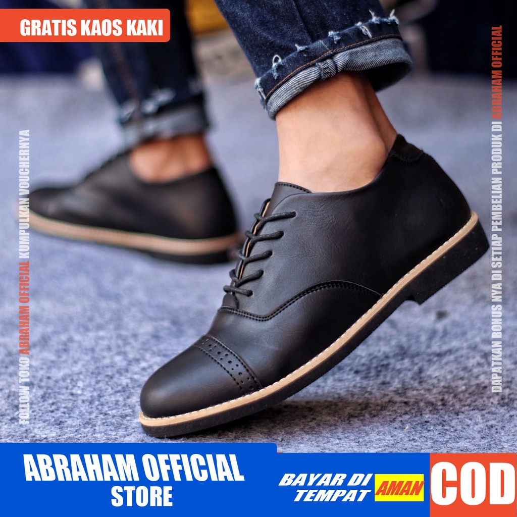 ROHAN Sepatu Formal Pria Sepatu Casual Pria Kulit Pu Sepatu Pria Casual Sepatu Kasual Cowok / Cowo Oxford Kerja Kantor Kuliah Kondangan Gaya Keren Kekinian Original Murah Terlaris