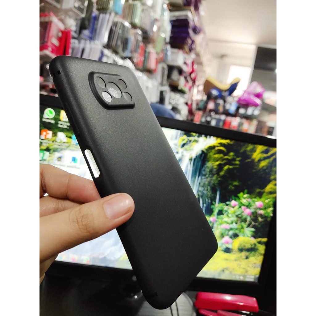SoftCase Macaron BLACK Xiaomi Poco X3 6.67 inchi TPU Full Black Protection Camera Non Slip