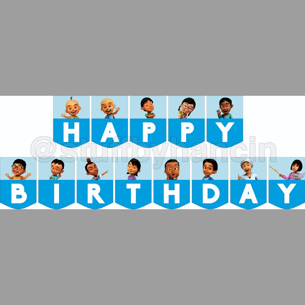 FLAG BANNER "HAPPY BIRTHDAY" MOTIF UPIN IPIN