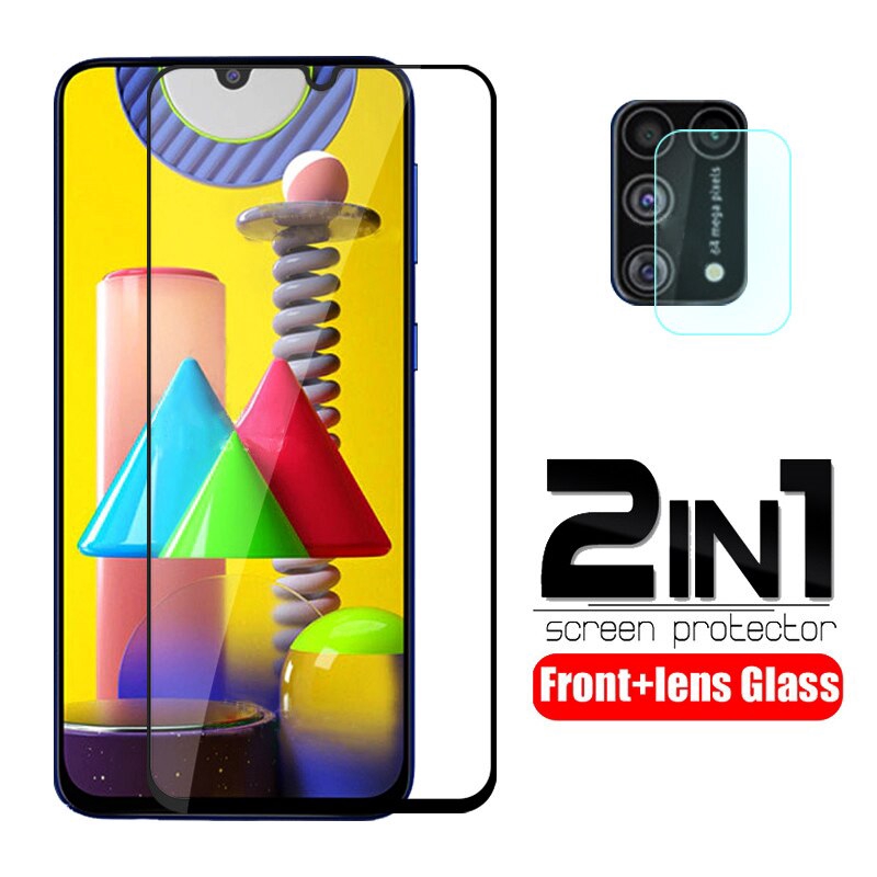 3-in-1Tempered Glass Film For Samsung Galaxy A02s Samsung A12 Samsung A11 M31 M51 S20 Ultra S20 Plus S10 Lite Note 10 Lite A11 A71 A51 A50S A21S A31 Ultra Lens Screen Protector IYA