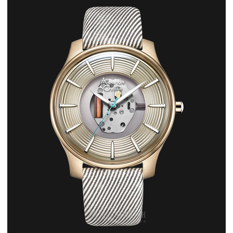 Alexandre Christie AC 8532 MH LCGIV Signature Watch Skeleton Dial Leather Strap
