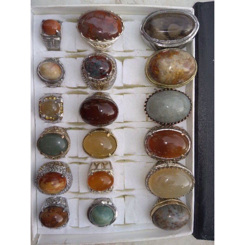 borongan cincin batu akik 18pcs