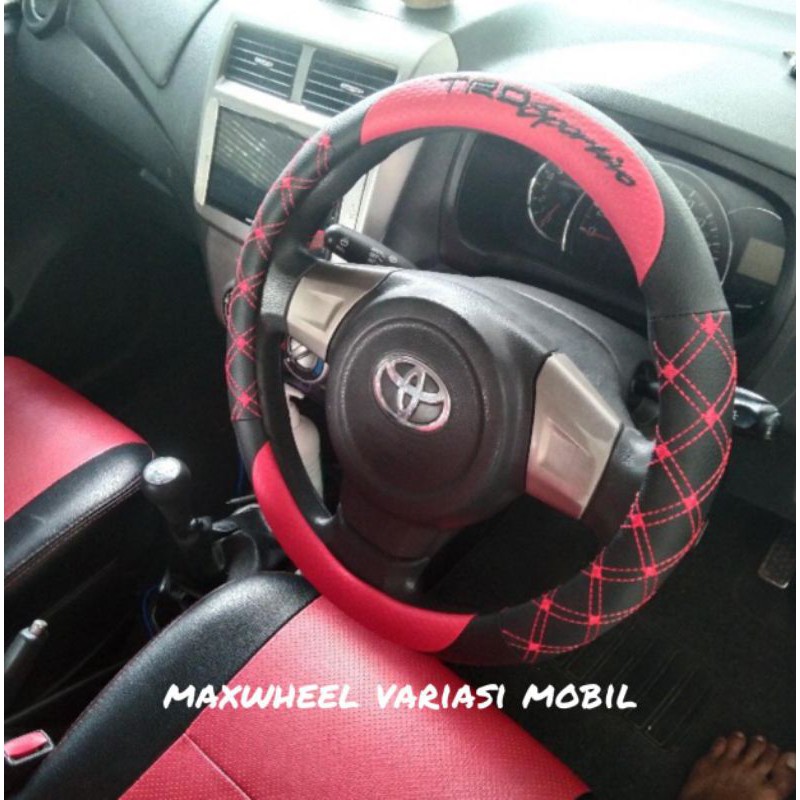 cover setir mobil kulit mbtech merah toyota agya calya avanza xenia merah hitam fortuner vrz