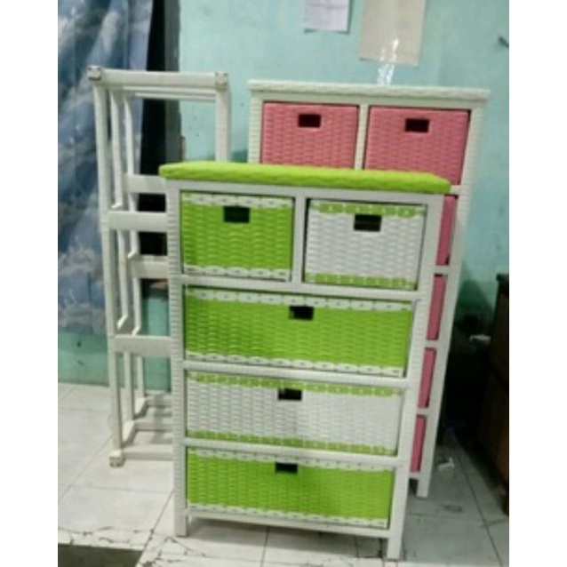 Lemari rotan sintetis 5 laci atas #loker dokumen#loker baju# lemari serbaguna