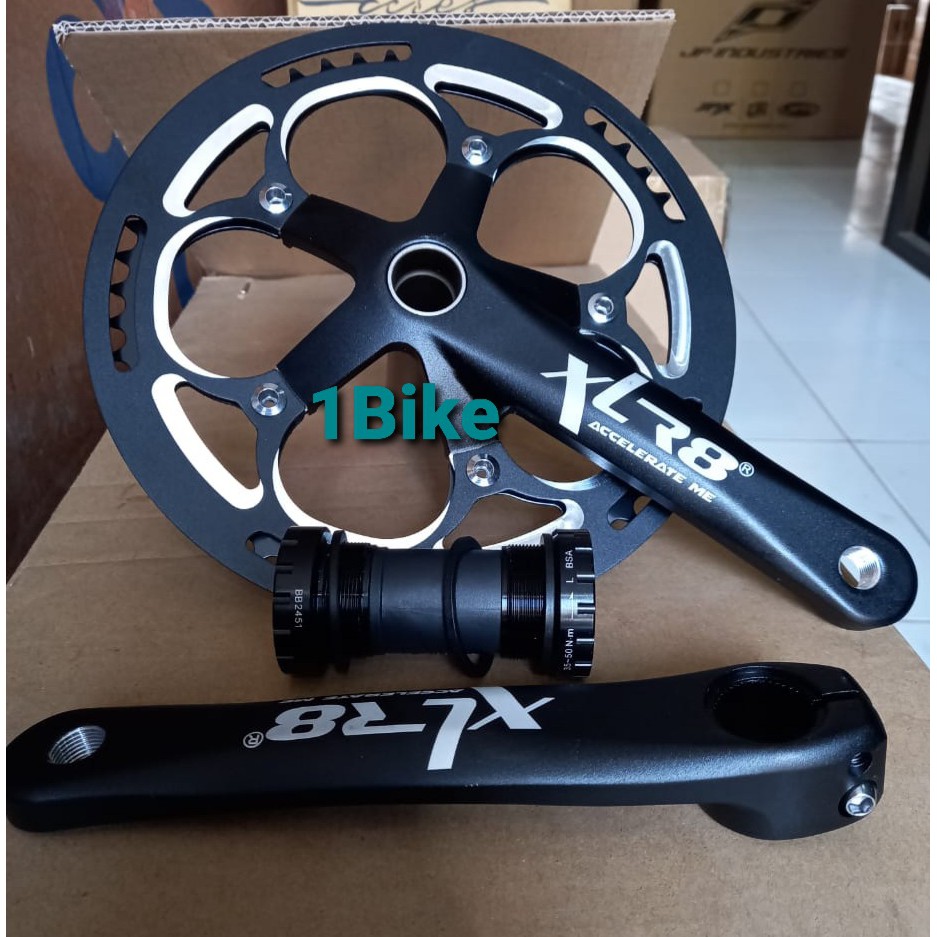 Crank Set XLR8 53T HollowTech II Full Alloy Include BB - Hitam