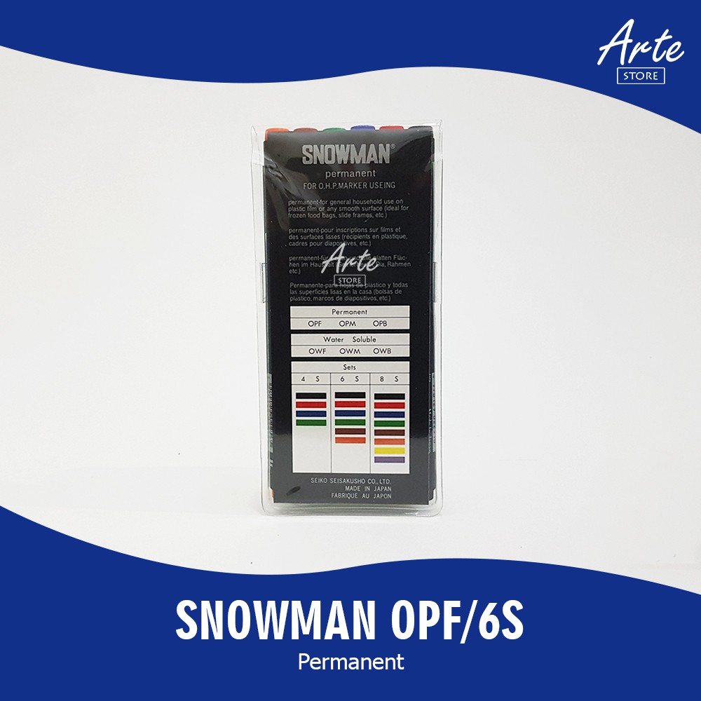 Spidol Snowman OHP OPF / OPM Set 6 Warna