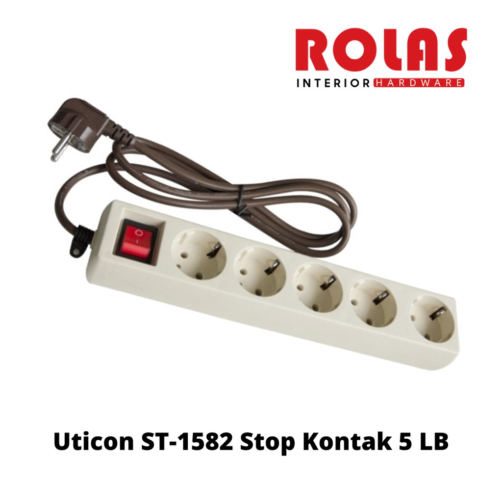 Uticon ST-1582 Stop Kontak 5 LB / Stop Kontak Lubang 5 / Stopkontak Saklar Uticon
