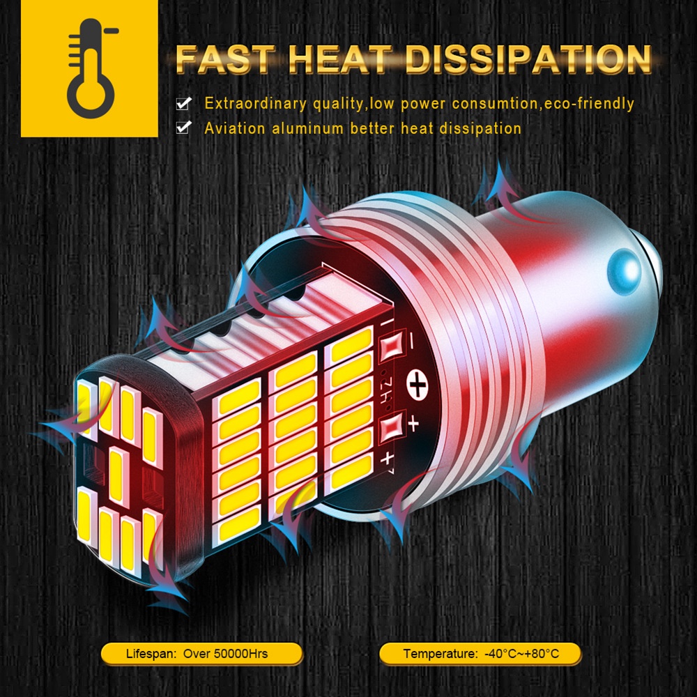 1pc Lampu LED BA15S P21W 1156 BAU15S PY21W T15 W16W 1157 P21 / 5W BAY15D 4014 Chip 12V Untuk Sein Mobil